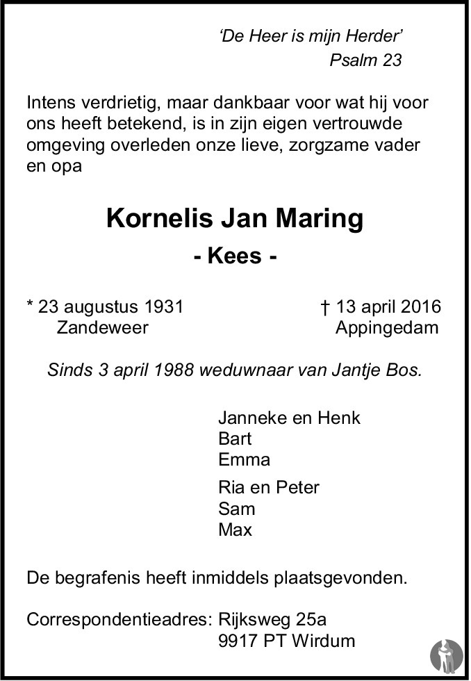 overlijdensadvertentie kees maring (2) in 2016.